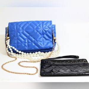 Blue shoulder bag and Wristlet